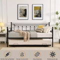 Lit de repos gigogne en métal rectangulaire superposé, taille double, 2-en-1, convertible, cadre de lit de repos pour chambre à coucher et salon