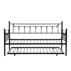 Lit de repos gigogne en métal rectangulaire superposé, taille double, 2-en-1, convertible, cadre de lit de repos pour chambre à coucher et salon