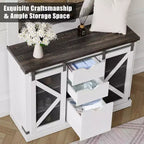 Meuble d'entrée avec banc, rangements à chaussures, 7 patères, 3 tiroirs et double miroir, Blanc