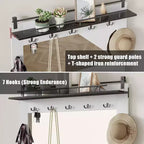 Meuble d'entrée avec banc, rangements à chaussures, 7 patères, 3 tiroirs et double miroir, Blanc