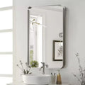MAYEERTY Hanging Mirror Aluminum Alloy Rounded Corner Rectangle Electroplated Silver Look 50x32x2in Deep Mirror