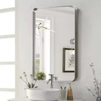 MAYEERTY Hanging Mirror Aluminum Alloy Rounded Corner Rectangle Electroplated Silver Look 50x32x2in Deep Mirror