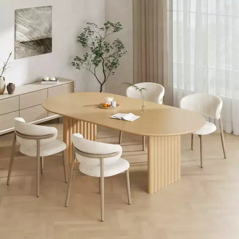 MAYEERTY 67 Wood Oval Dining Table for 4-6, Farmhouse Modern Kitchen & Dining Room Table