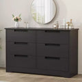 Dresser with 6 Drawer for Bedroom, Storage cabinet Drawers with Handles, Wooden Dresser Organizer for Living Room, Nursery, Hallway,Black