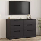Commode à 6 tiroirs pour chambre à coucher, meuble de rangement avec poignées, organiseur en bois pour salon, chambre d'enfant, couloir, noir