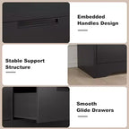 Commode à 6 tiroirs pour chambre à coucher, meuble de rangement avec poignées, organiseur en bois pour salon, chambre d'enfant, couloir, noir