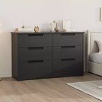 Commode à 6 tiroirs pour chambre à coucher, meuble de rangement avec poignées, organiseur en bois pour salon, chambre d'enfant, couloir, noir