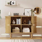 Meuble de rangement cannelé de 47 pouces avec portes coulissantes et étagères réglables, Console