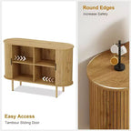 Meuble de rangement cannelé de 47 pouces avec portes coulissantes et étagères réglables, Console