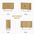 Meuble de rangement cannelé de 47 pouces avec portes coulissantes et étagères réglables, Console