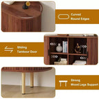 Meuble de rangement cannelé de 47 pouces avec portes coulissantes et étagères réglables, Console
