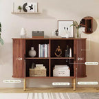 Meuble de rangement cannelé de 47 pouces avec portes coulissantes et étagères réglables, Console