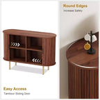 Meuble de rangement cannelé de 47 pouces avec portes coulissantes et étagères réglables, Console