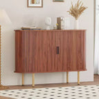 Acekool 47 Fluted Storage Cabinet with Sliding Doors, Modern Accent Console Table with Adjustable Shelves for Living Room, Dining, Entryway