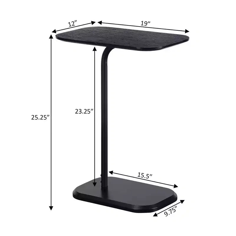 Table d'appoint rectangulaire en bois noir de 25,25 pouces