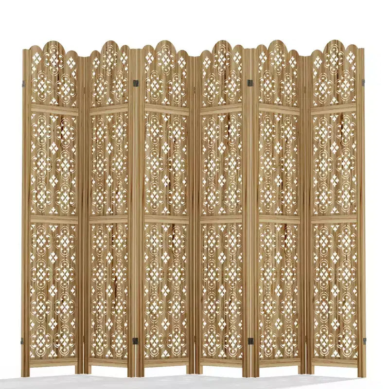 Paravent pliable en bois à 6 panneaux, 241x170 cm, Marron