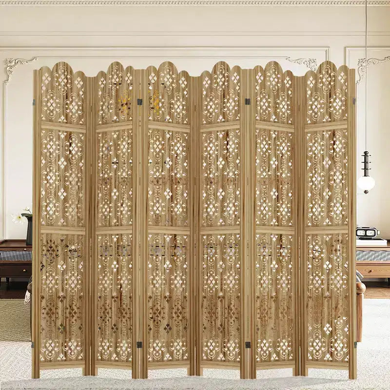 Paravent pliable en bois à 6 panneaux, 241x170 cm, Marron