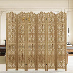 Paravent pliable en bois à 6 panneaux, 241x170 cm, Marron