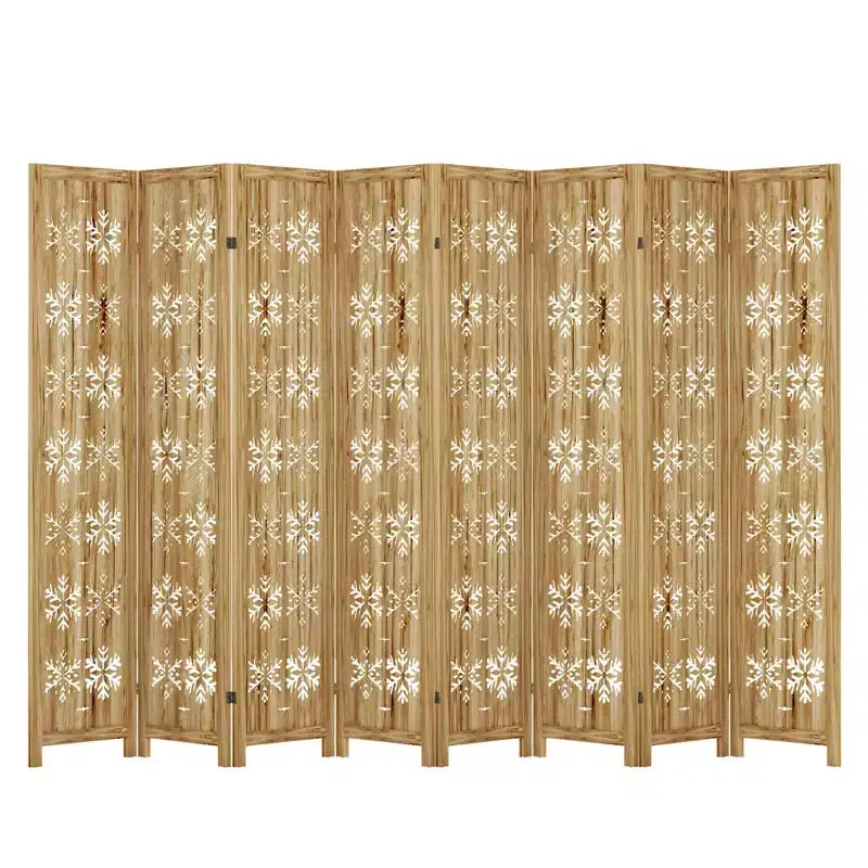 Paravent pliant en bois à 8 panneaux, 127x67 pouces, marron