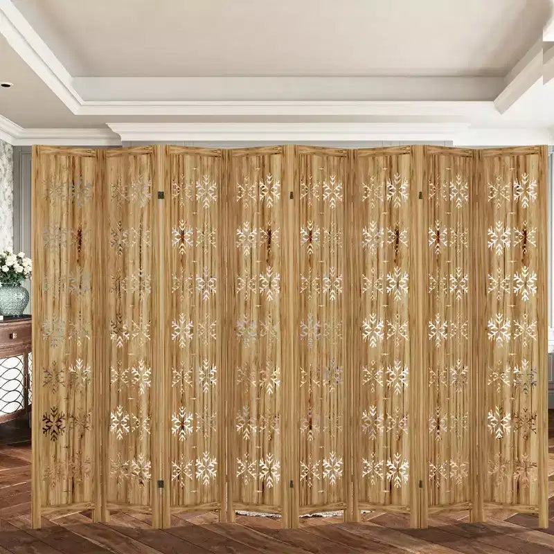Paravent pliant en bois à 8 panneaux, 127x67 pouces, marron