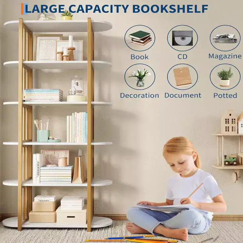 Étagère à livres, étagère à 6 niveaux, étagère de rangement industrielle sur pied