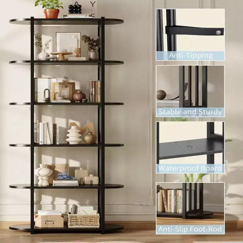 Étagère à livres, étagère à 6 niveaux, étagère de rangement industrielle sur pied
