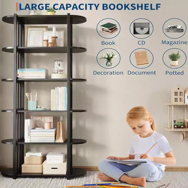 Étagère à livres, étagère à 6 niveaux, étagère de rangement industrielle sur pied