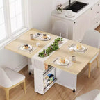 Table à manger pliante pour petits espaces, table à abattants multifonctionnelle avec armoire de rangement, tiroir et roulettes, 4 places, îlot de cuisine peu encombrant