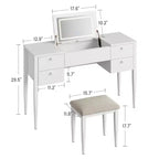 Coiffeuse de 120 cm avec lumières, tabouret, plateau relevable et miroir pour chambre à coucher