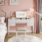 Coiffeuse de 120 cm avec lumières, tabouret, plateau relevable et miroir pour chambre à coucher