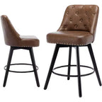 Tabourets de bar pivotants modernes à hauteur de comptoir avec assise rembourrée, pieds en bois et repose-pieds pour îlot de cuisine, salle à manger, bar à la maison