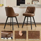 Tabourets de bar pivotants modernes à hauteur de comptoir avec assise rembourrée, pieds en bois et repose-pieds pour îlot de cuisine, salle à manger, bar à la maison