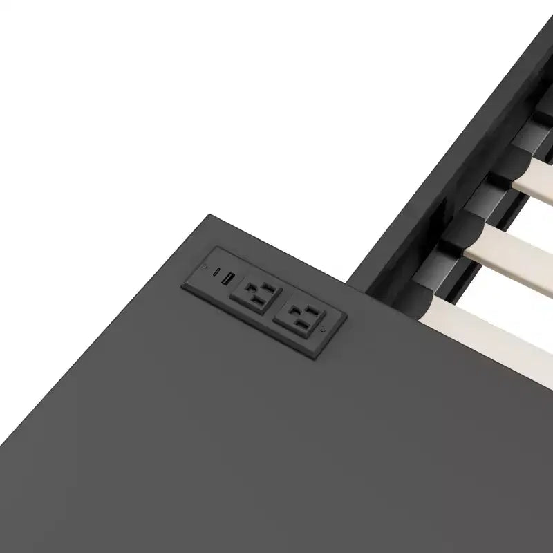 Lit simple gaming avec bureau, lumières LED et tiroirs de rangement, cadre en métal, noir