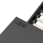 Lit simple gaming avec bureau, lumières LED et tiroirs de rangement, cadre en métal, noir