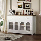 Bahut buffet de 140 cm avec 3 tiroirs et 4 portes, meuble de bar à café en bois