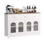 Bahut buffet de 140 cm avec 3 tiroirs et 4 portes, meuble de bar à café en bois