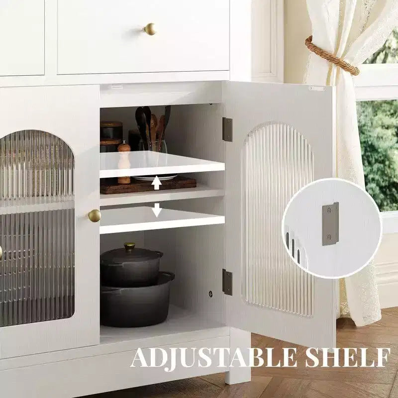 Bahut buffet de 140 cm avec 3 tiroirs et 4 portes, meuble de bar à café en bois
