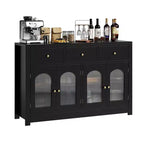 Bahut buffet de 140 cm avec 3 tiroirs et 4 portes, meuble de bar à café en bois
