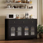 Bahut buffet de 140 cm avec 3 tiroirs et 4 portes, meuble de bar à café en bois