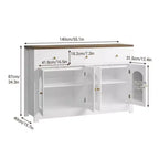 Bahut buffet de 140 cm avec 3 tiroirs et 4 portes, meuble de bar à café en bois