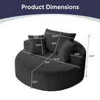 Fauteuil pivotant 360° en velours côtelé avec oreiller, fauteuil de lecture à assise profonde