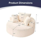 Fauteuil pivotant 360° en velours côtelé avec oreiller, fauteuil de lecture à assise profonde