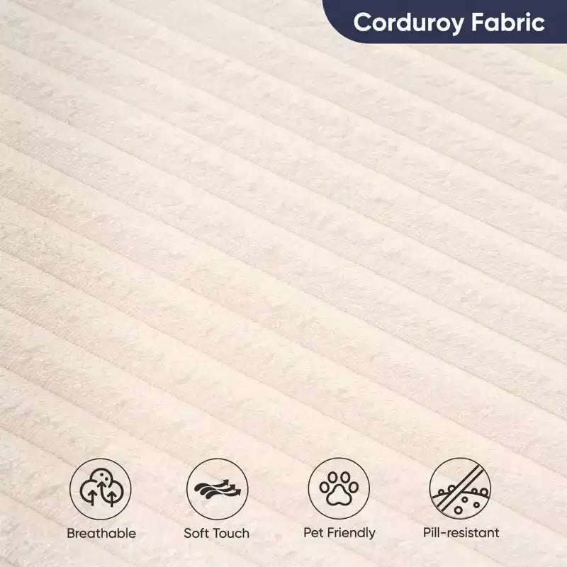 Fauteuil pivotant 360° en velours côtelé avec oreiller, fauteuil de lecture à assise profonde