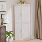 MAYEERTY Modern 4 Doors Utility Storage Cabinets Efficient Storage for Living Room Dining Room Bedroom White 2 Piece