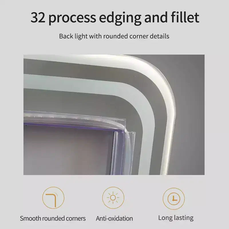 Miroir Mural Complet 65 x 24 Pouces, Miroir LED avec Gradation et 3 Couleurs d'Éclairage Adapté aux Chambres et au Dressing