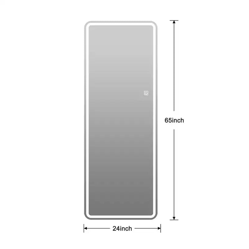 Miroir Mural Complet 65 x 24 Pouces, Miroir LED avec Gradation et 3 Couleurs d'Éclairage Adapté aux Chambres et au Dressing