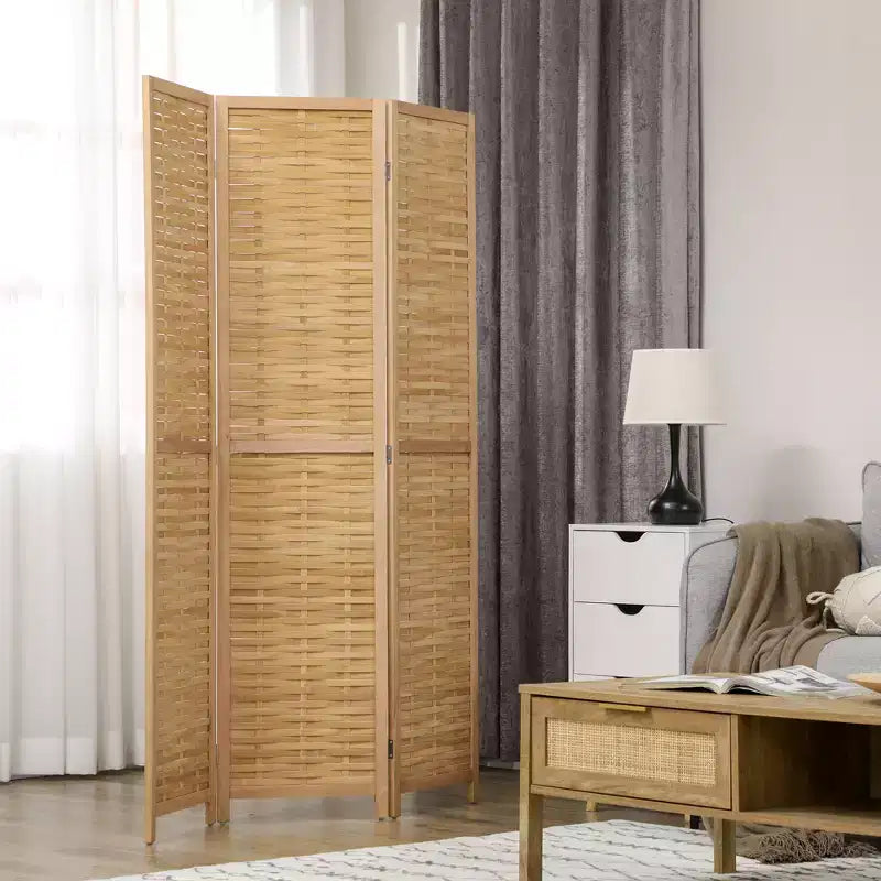 Paravent tressé à la main, séparateur d'espace pliant en bambou à 3 panneaux pour bureau à domicile, 47.25x67x0.75