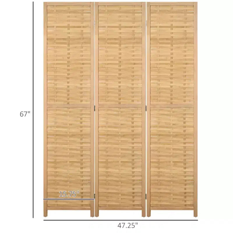 Paravent tressé à la main, séparateur d'espace pliant en bambou à 3 panneaux pour bureau à domicile, 47.25x67x0.75