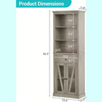 Meuble de rangement autoportant de 170 cm avec portes et étagères, organisateur de garde-manger