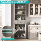 Meuble de rangement autoportant de 170 cm avec portes et étagères, organisateur de garde-manger